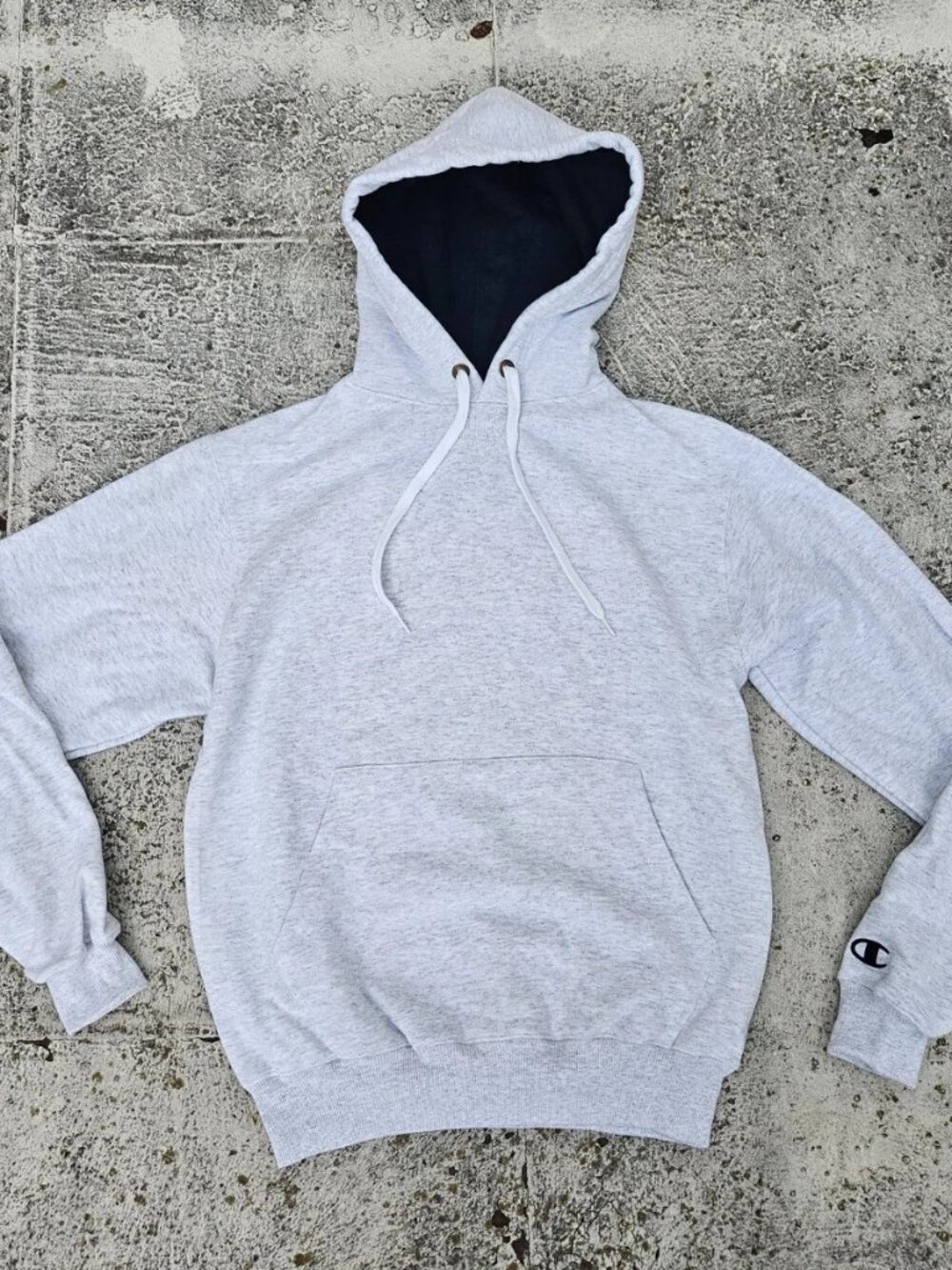 Champion Men Hoodie Jacket Long Sleeve Draw String Sweatshirt White Size